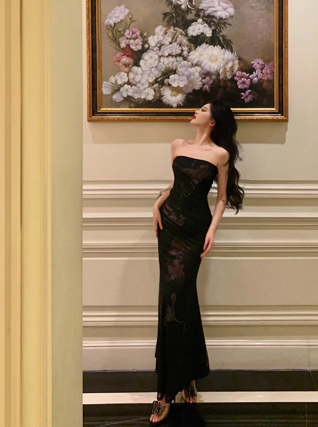 Classy Mermaid Strapless Black 18th Birthday Dress Party Gown 21st Birthday Outfits Birthday Dress Ideas For Women DP595