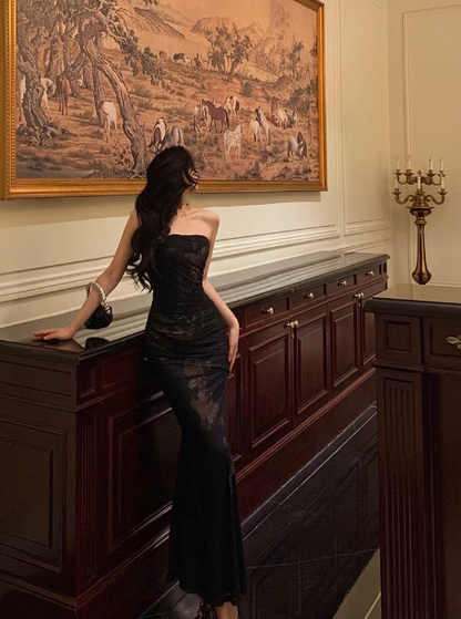 Classy Mermaid Strapless Black 18th Birthday Dress Party Gown 21st Birthday Outfits Birthday Dress Ideas For Women DP595