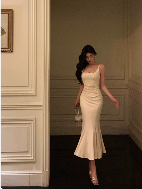 Elegant Mermaid Square Neckline Ivory 18th Birthday Dress Party Gown Birthday Outfits Birthday Dress Ideas For Women DP598