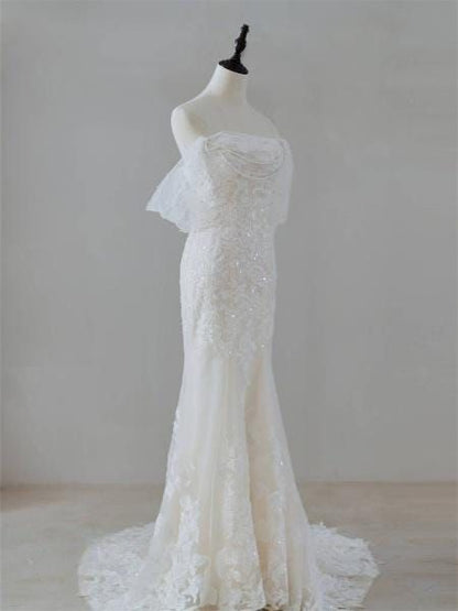 Dreamy Off the shoulder Mermaid wedding dress Custom Wedding Gown Stunning Modern Bridal Dress DP603