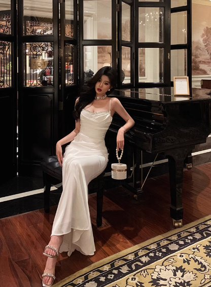 Cute Mermaid Spaghetti Straps White Sleeveless 18th Birthday Dress Party Gown Birthday Outfits For Women DP604