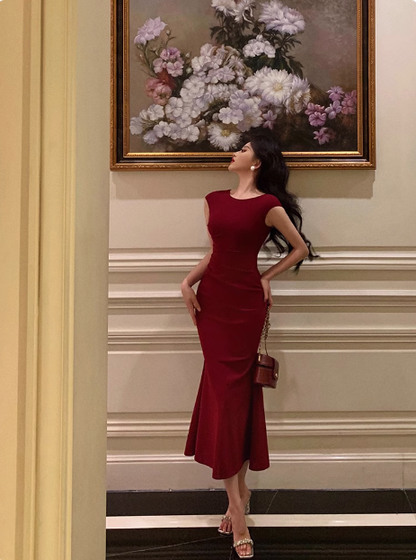 Elegant Mermaid Burgundy 18th Birthday Dress Party Gown Birthday Outfits Birthday Dress Ideas For Women DP606