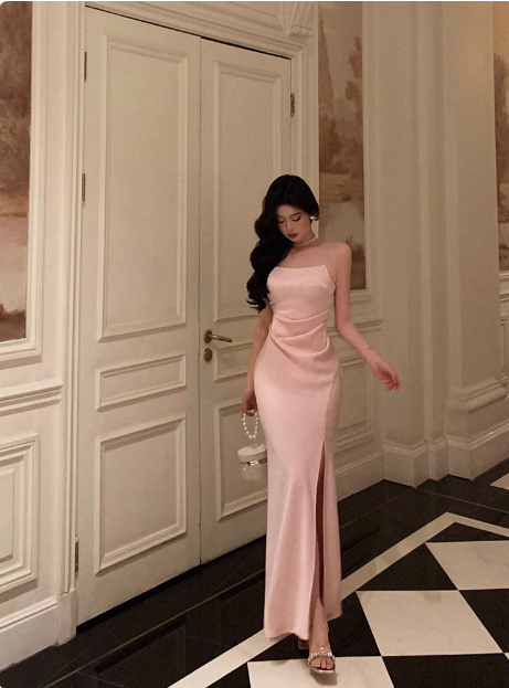 Elegant Mermaid Spaghetti Straps Pink 18th Birthday Dress Party Gown Birthday Outfits Birthday Dress Ideas For Women DP607