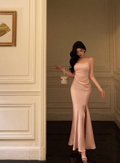 Elegant Mermaid Spaghetti Straps Pink 18th Birthday Dress Party Gown Birthday Outfits Birthday Dress Ideas For Women DP607