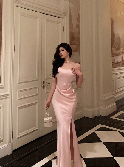 Elegant Mermaid Spaghetti Straps Pink 18th Birthday Dress Party Gown Birthday Outfits Birthday Dress Ideas For Women DP607