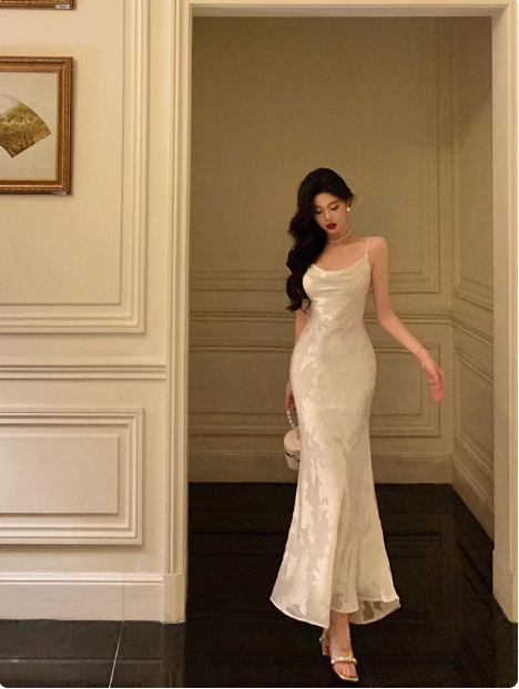 Classy Mermaid Spaghetti Straps Ivory 18th Birthday Dress Party Gown 21st Birthday Outfits Birthday Dress Ideas For Women DP611