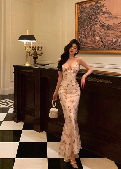 Classy Mermaid Spaghetti Straps Floral 18th Birthday Dress Party Gown 21st Birthday Outfits Birthday Dress Ideas For Women DP612