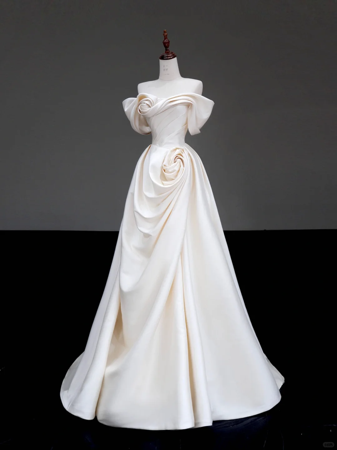 Classy Elegant A Line Off The Shoulder Flowers Satin Long Wedding Dress Brides Dress DP639