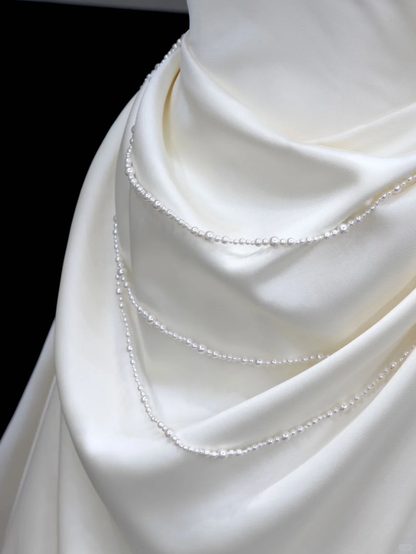 Unique Bridal Gown Ball Gown Strapless White Satin Wedding Dresses Bridal Gowns DP642