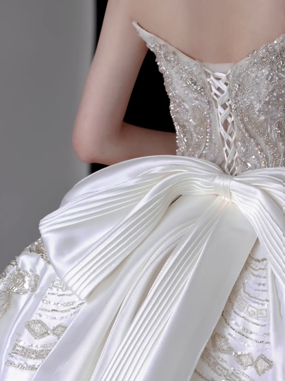 Unique Bridal Gown Ball Gown Sweetheart White Lace Wedding Dresses Bridal Gowns DP663