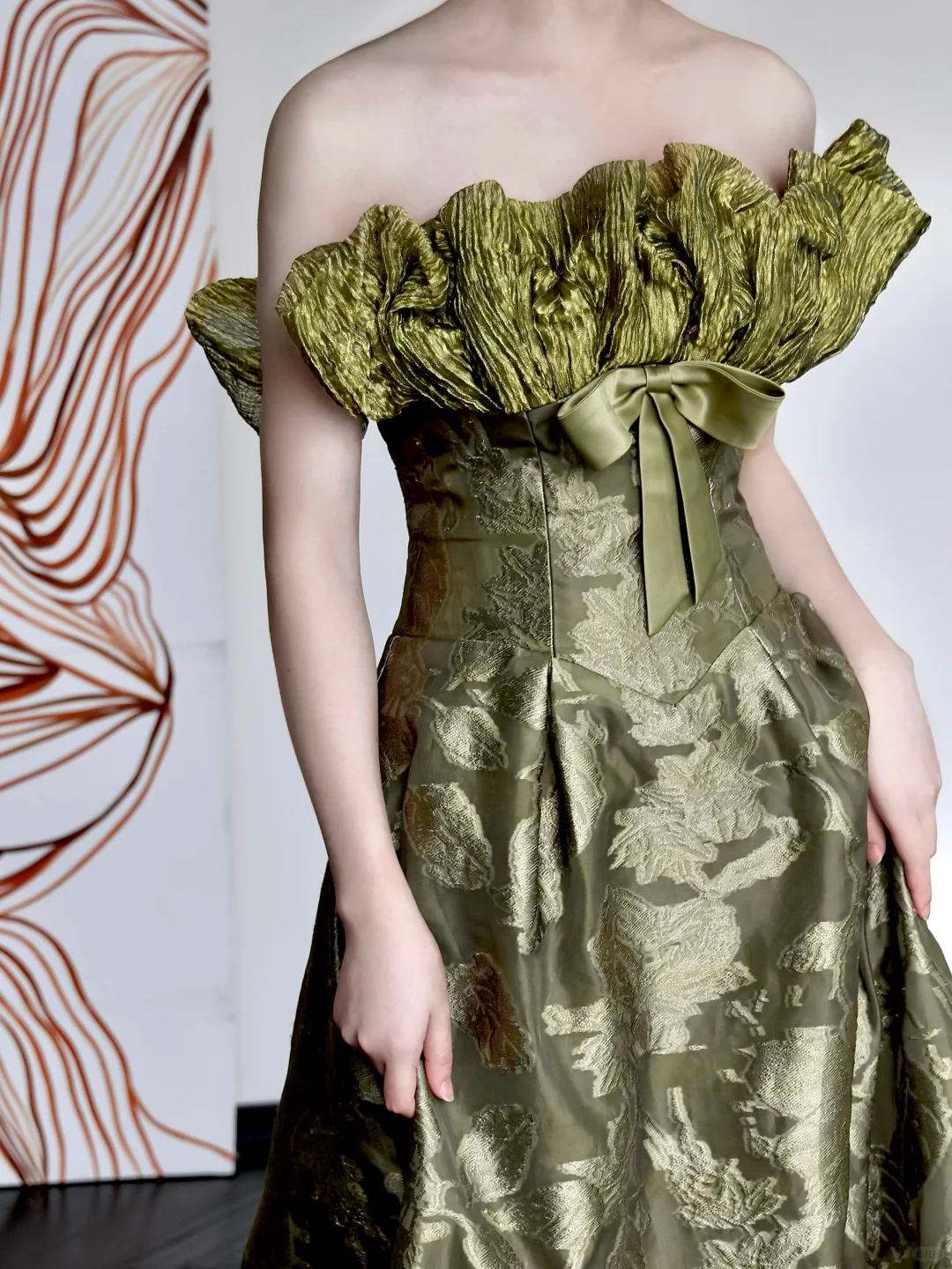 Gorgeous A line Strapless Green Satin Long Prom Dresses Graduation Dresses DP668