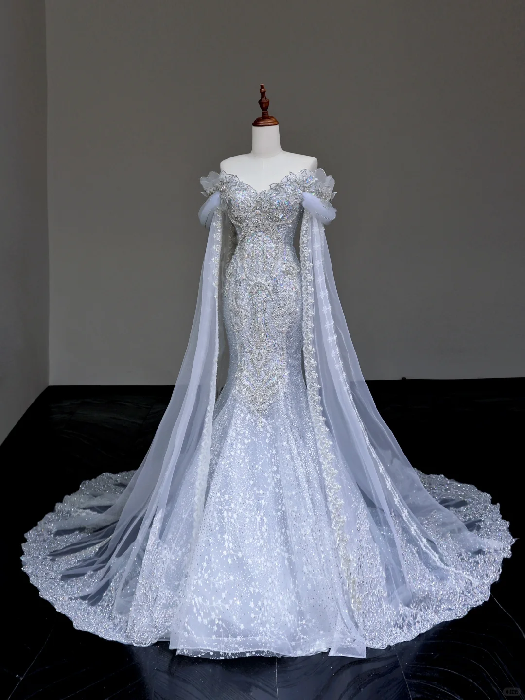 Classy Elegant Mermaid Off The Shoulder Sequin Blue Long Sleeves Wedding Dress Brides Dress DP672