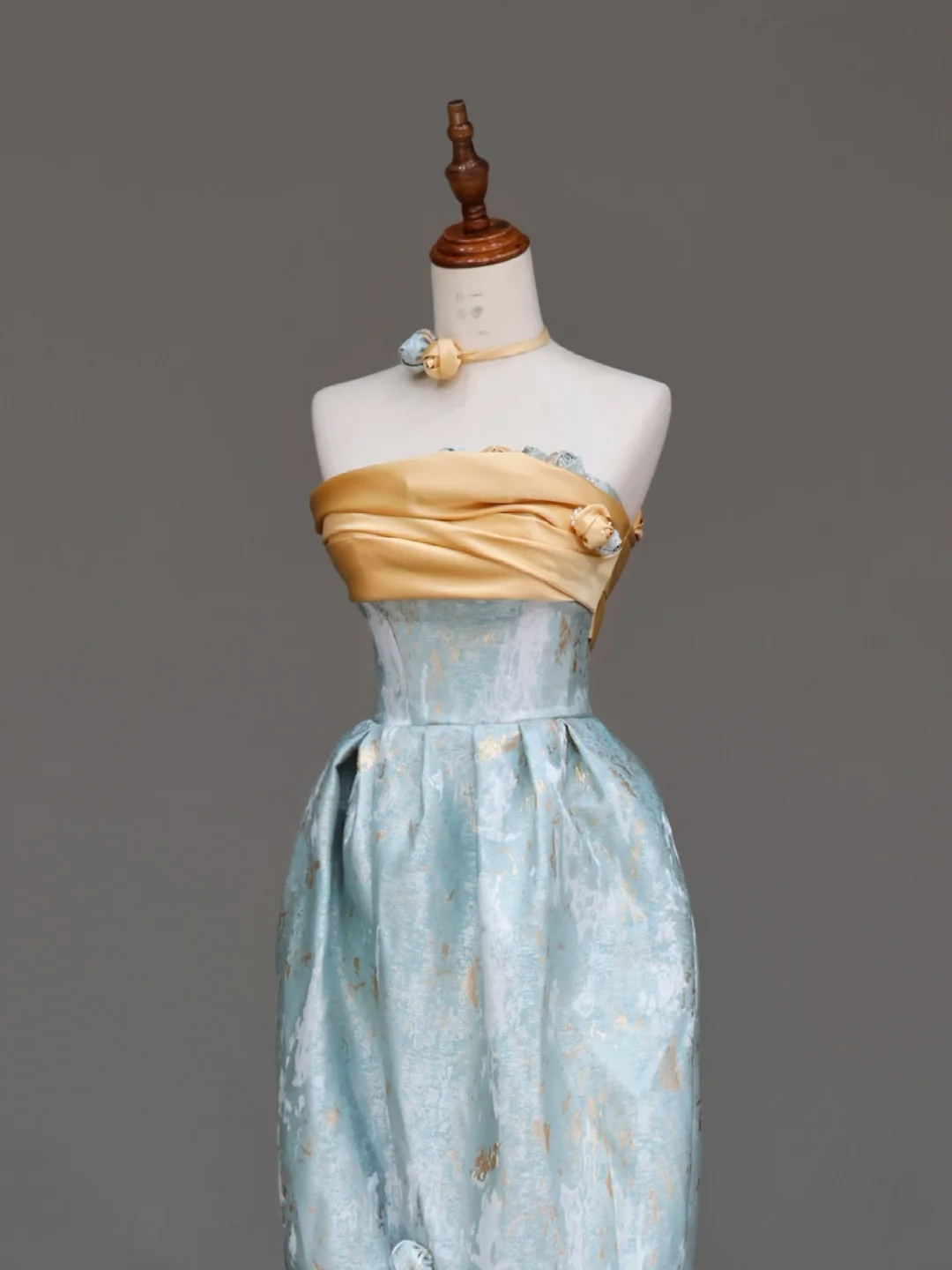 Gorgeous A Line Strapless Satin Blue Long Prom Dresses Graduation Dresses DP683