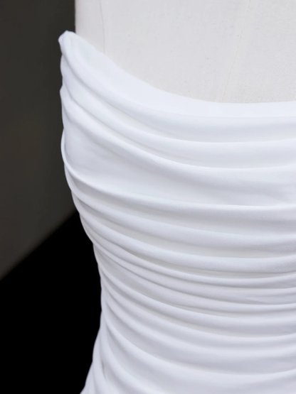 Unique Bridal Gown Mermaid Strapless White Chiffon Wedding Dresses Bridal Gowns DP703