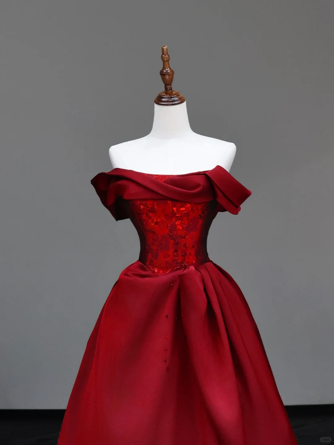 Gorgeous Ball Gown Off The Shoulder Burgundy Satin Long Prom Dresses Graduation Dresses DP716