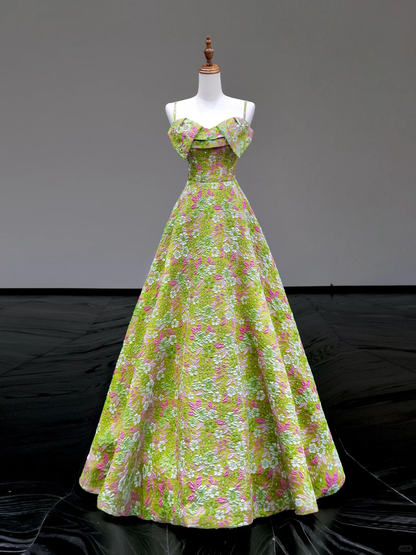 Gorgeous Ball Gown Spaghetti Straps Green Satin Long Prom Dress Party Dress Graduation Dresses DP789