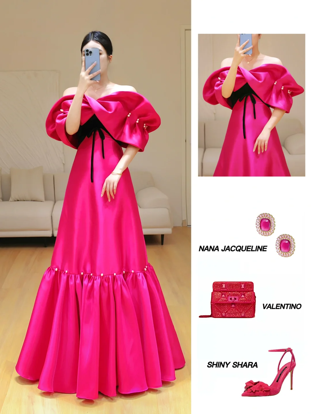 Gorgeous Ball Gown Off The Shoulder Hot Pink Satin Long Prom Dress Party Dress Graduation Dresses DP801