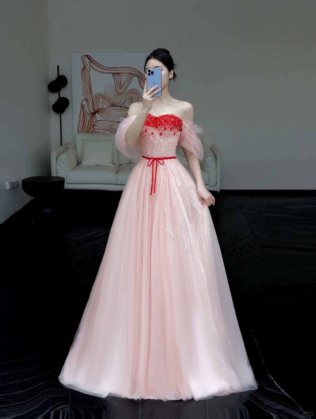 Gorgeous A line Off The Shoulder Pink Tulle Long Prom Dress Party Dress Graduation Dresses DP810