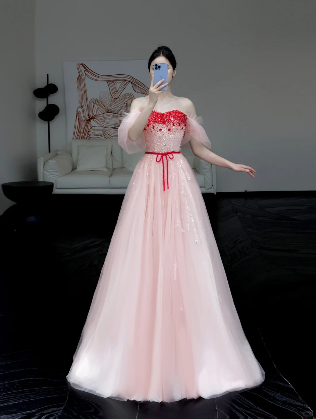 Gorgeous A line Off The Shoulder Pink Tulle Long Prom Dress Party Dress Graduation Dresses DP810