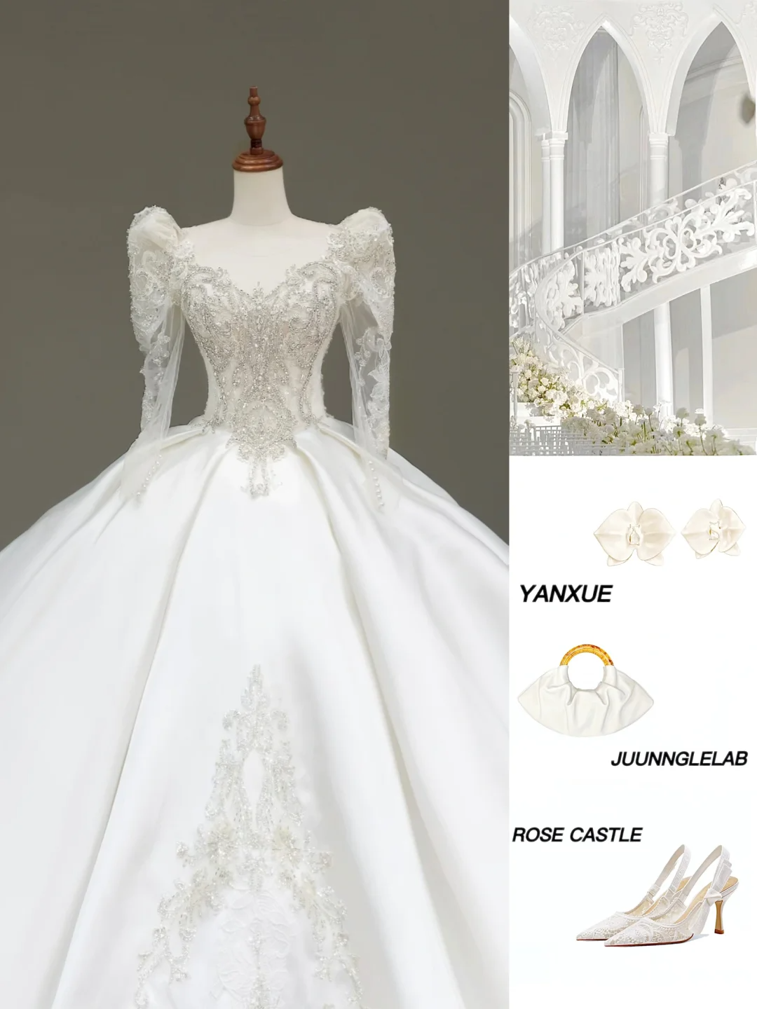 Princess Bridal Gown Ball Gown Sweetheart Long Sleeves White Sequin Wedding Dresses Bridal Gowns DP813