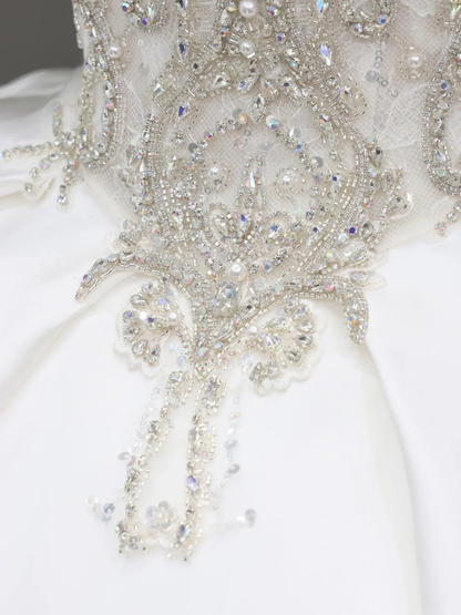 Princess Bridal Gown Ball Gown Sweetheart Long Sleeves White Sequin Wedding Dresses Bridal Gowns DP813