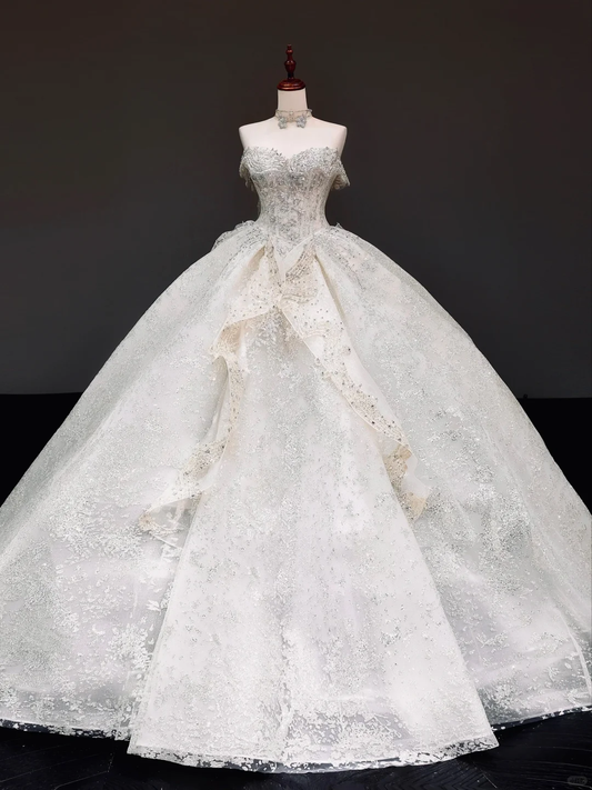 Princess Bridal Gown Ball Gown Sweetheart White Sequin Wedding Dresses Bridal Gowns DP815