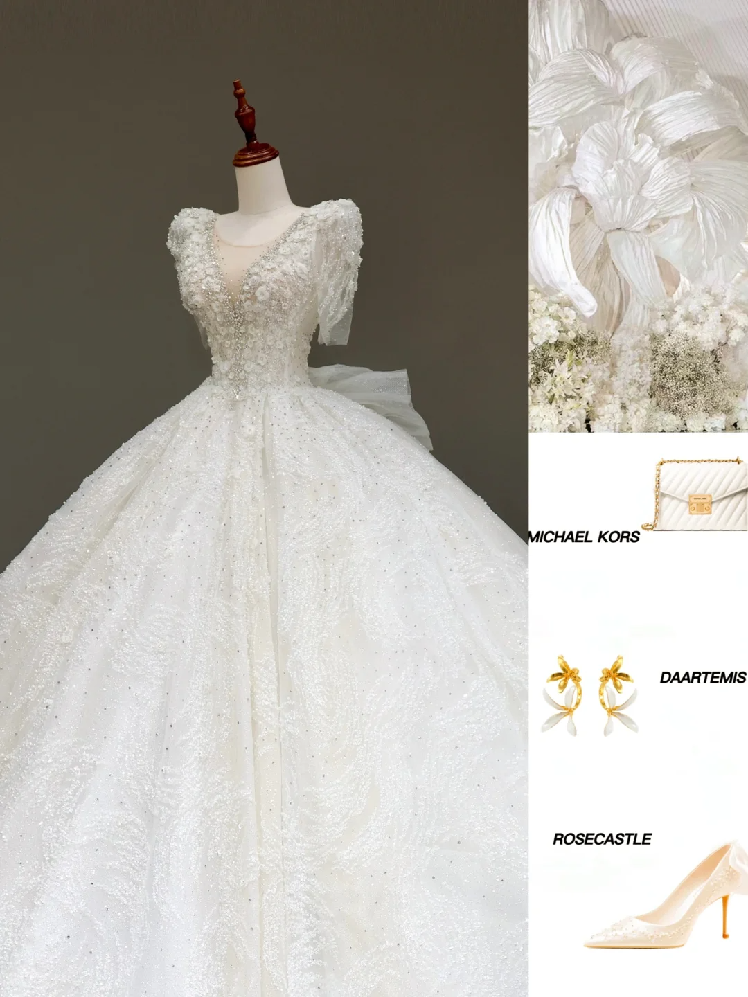 Princess Bridal Gown Ball Gown Scoop Sequin White Beads Wedding Dresses Bridal Gowns DP829