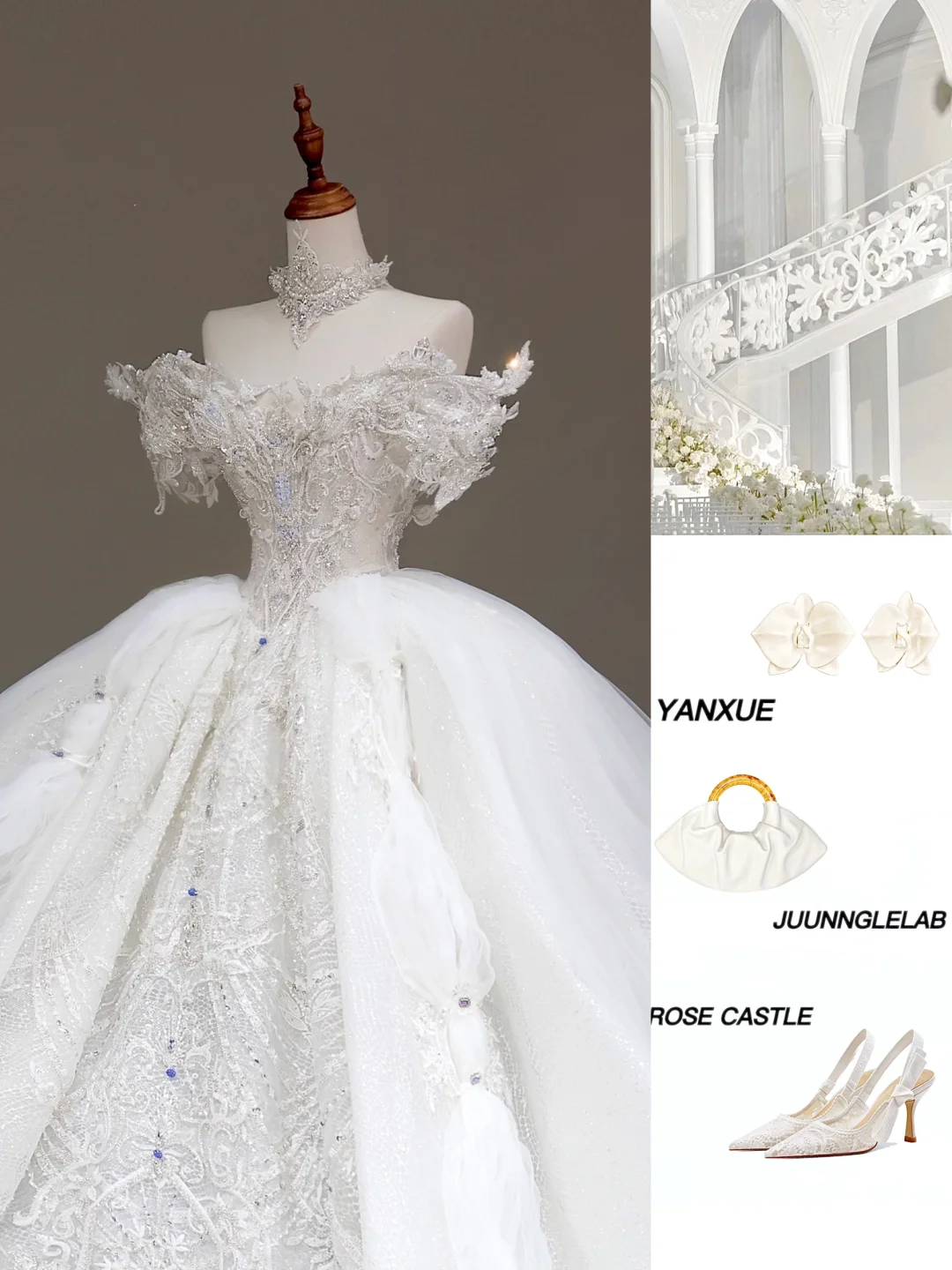 Classy Elegant Ball Gown Off The Shoulder Sequin White Short Sleeves Wedding Dress Brides Dress DP832