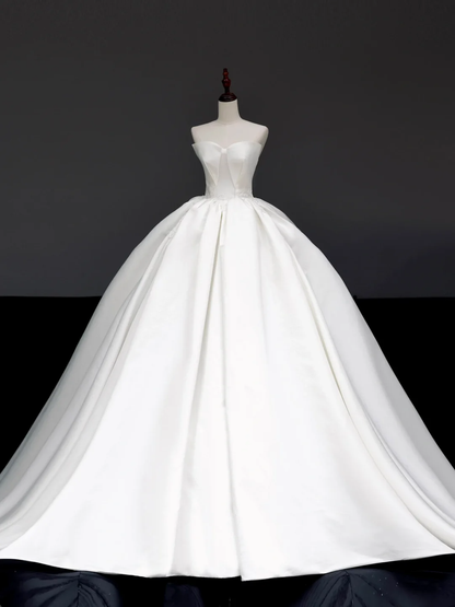 Timeless Bridal Gown Ball Gown Sweetheart White Satin Wedding Dresses Bridal Gowns DP846