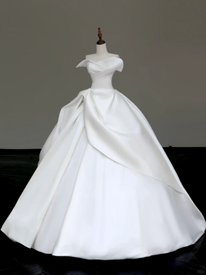 Timeless Bridal Gown Ball Gown Sweetheart White Satin Wedding Dresses Bridal Gowns DP850