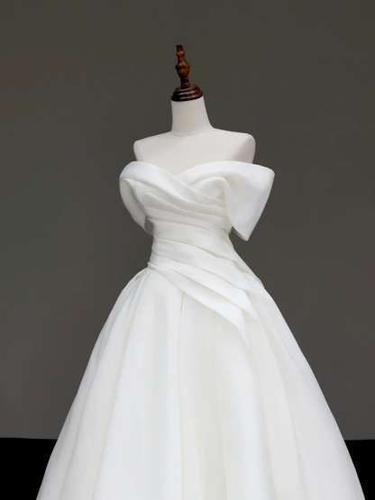Timeless Bridal Gown Ball Gown Off The Shoulder Satin Long Wedding Dresses Bridal Gowns DP852