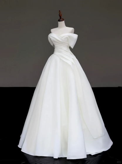Timeless Bridal Gown Ball Gown Off The Shoulder Satin Long Wedding Dresses Bridal Gowns DP852