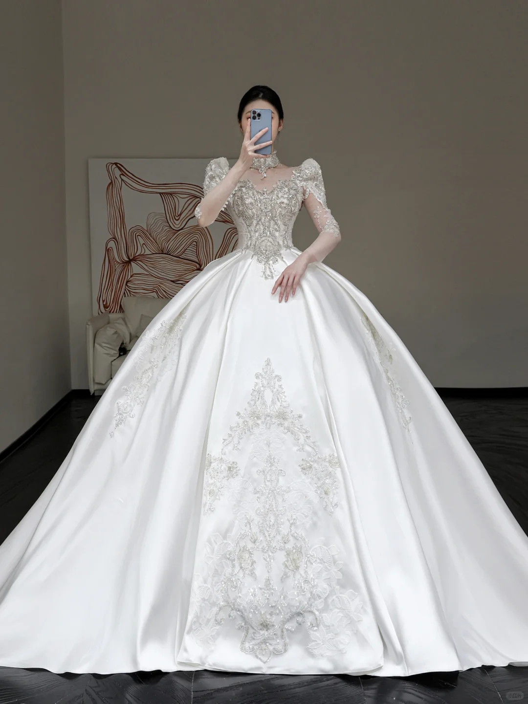 Princess Bridal Gown Ball Gown Scoop Neckline White Sequin Beads Wedding Dresses Winter Bridal Gowns DP858