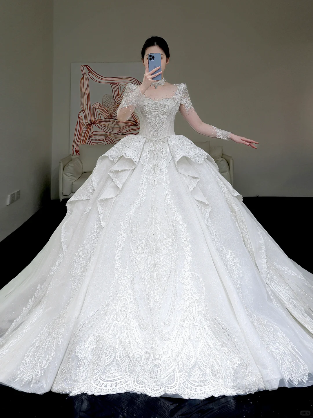 Princess Bridal Gown Ball Gown Scoop Neckline White Sequin Beads Wedding Dresses Winter Bridal Gowns DP859