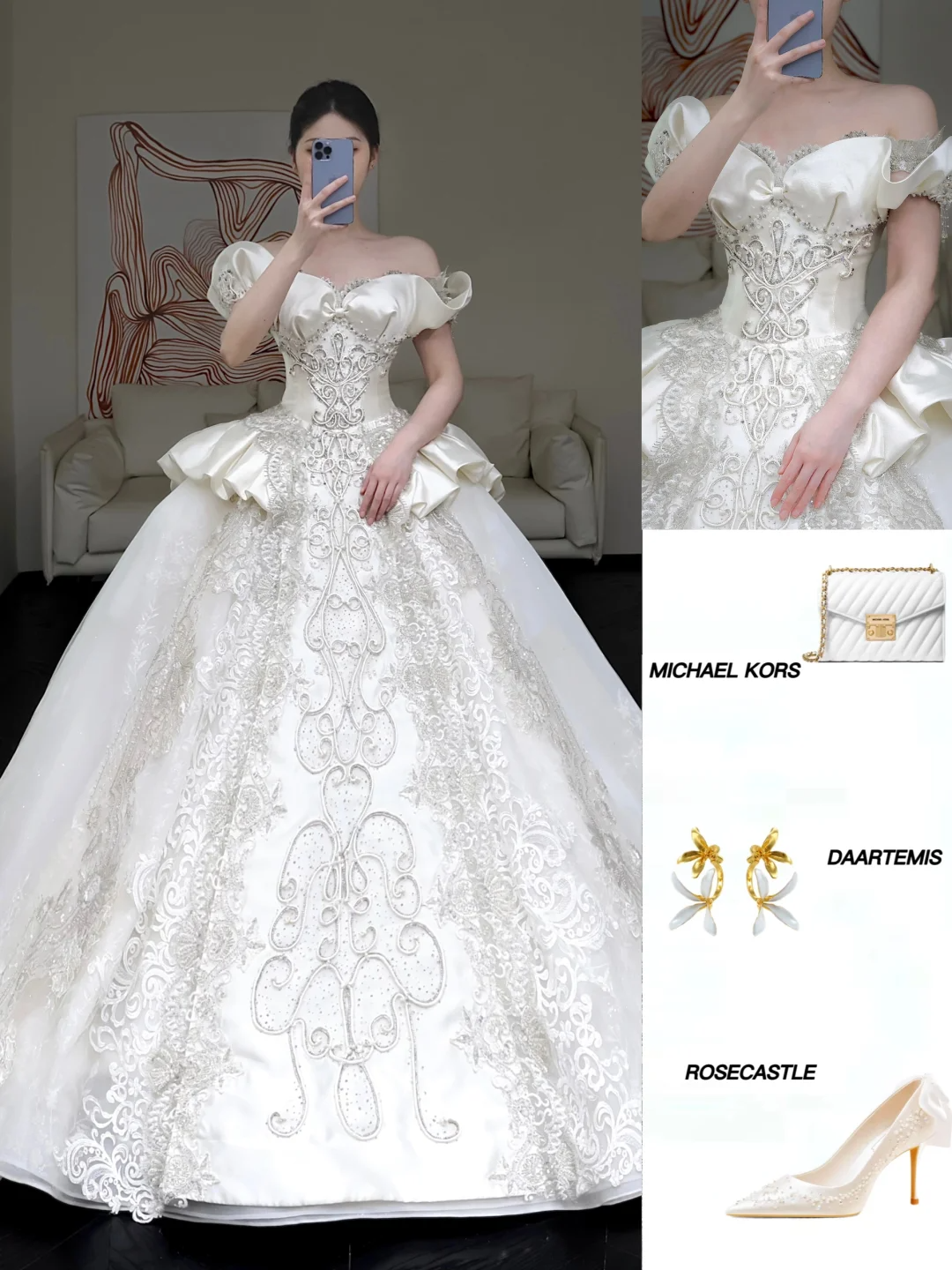 Princess Bridal Gown Ball Gown Off The Shoulder White Sequin Beads Wedding Dresses Winter Bridal Gowns DP861