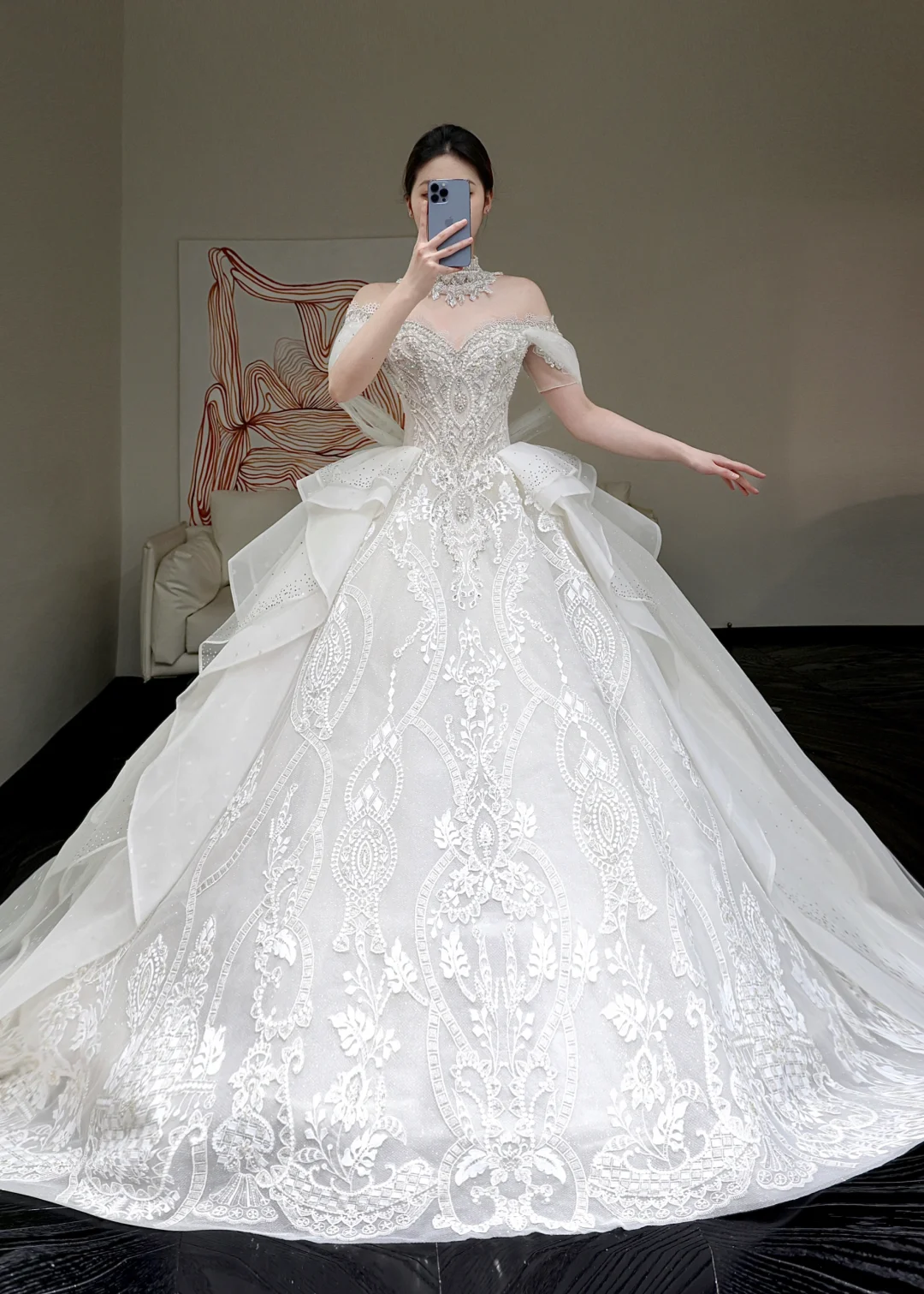 Princess Bridal Gown Ball Gown Off The Shoulder White Sequin Beads Wedding Dresses Winter Bridal Gowns DP863