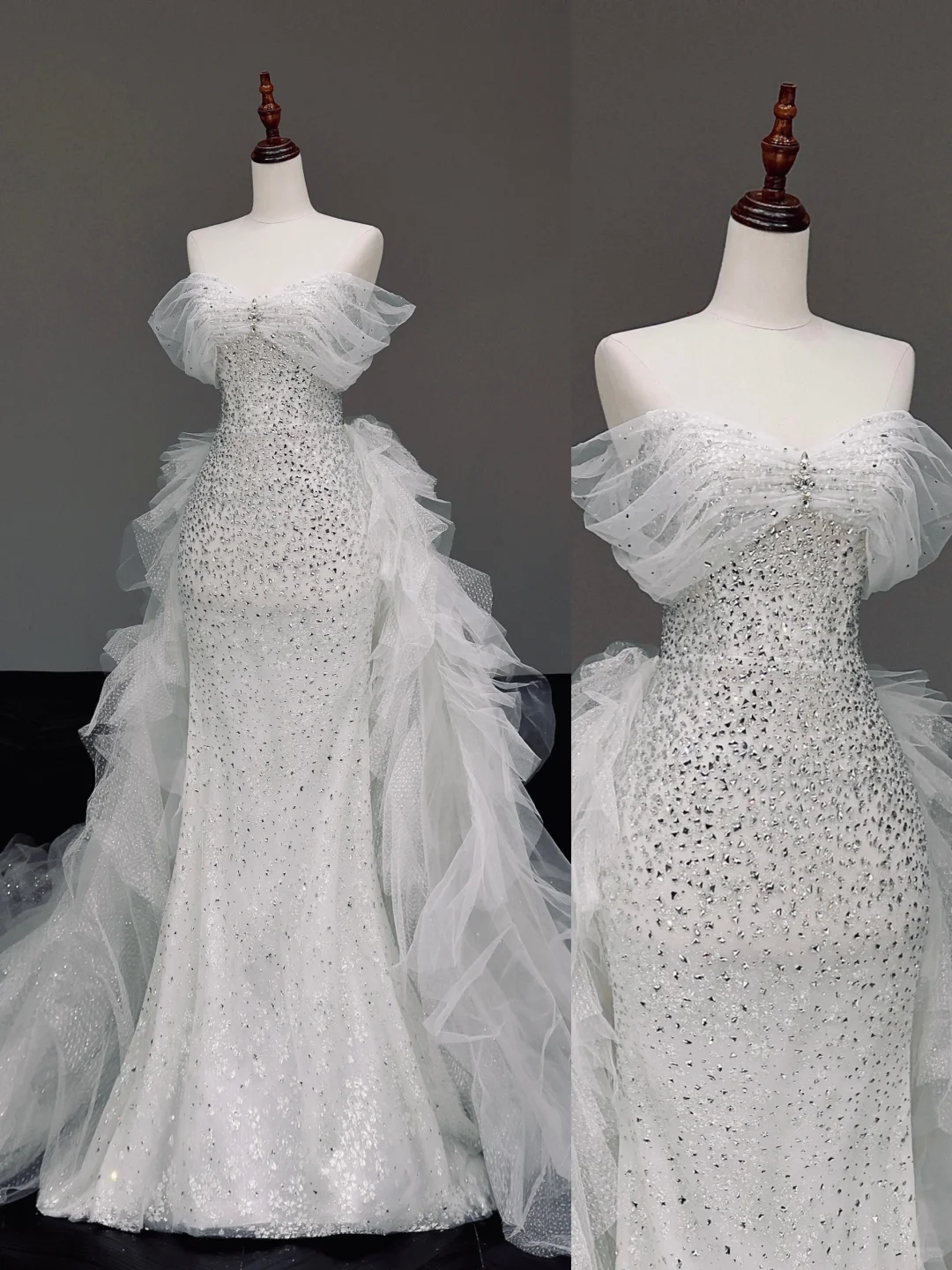 Timeless Bridal Gown Mermaid Sweetheart White Tulle Wedding Dresses Bridal Gowns DP873