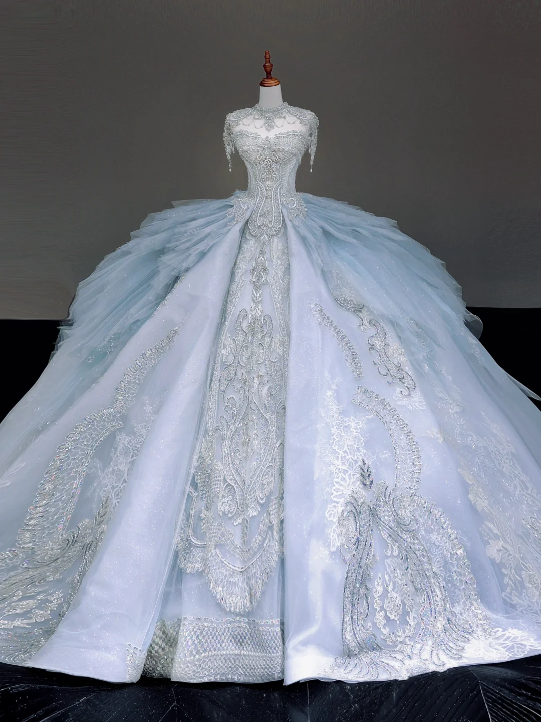 Princess Bridal Gown Ball Gown Strapless Blue Sequin Beads Wedding Dresses Bridal Gowns DP879