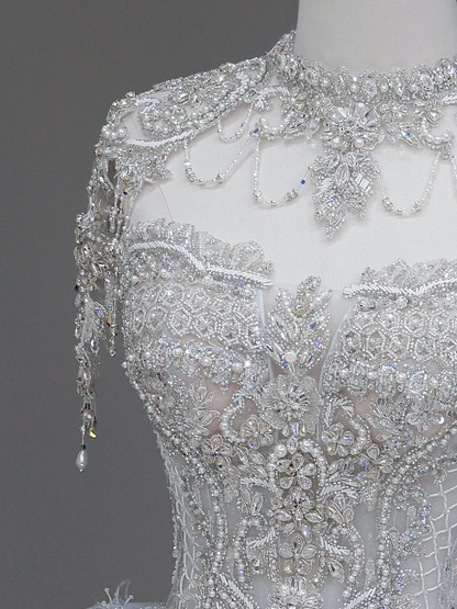 Princess Bridal Gown Ball Gown Strapless Blue Sequin Beads Wedding Dresses Bridal Gowns DP879