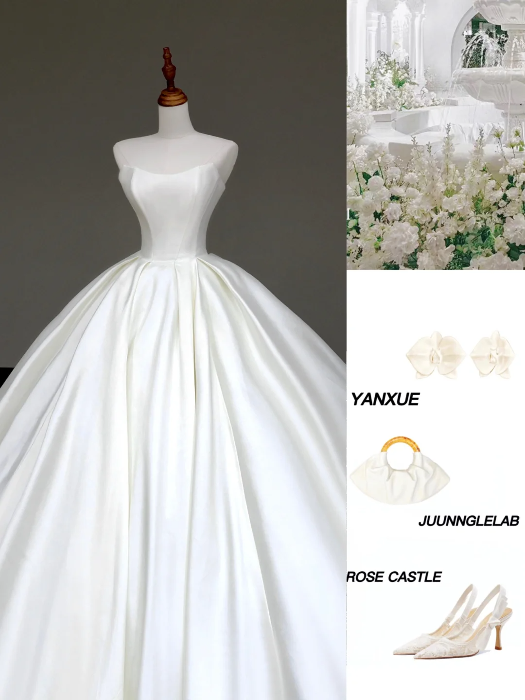 Timeless Bridal Gown Ball Gown Sweetheart White Satin Wedding Dresses Bridal Gowns DP881