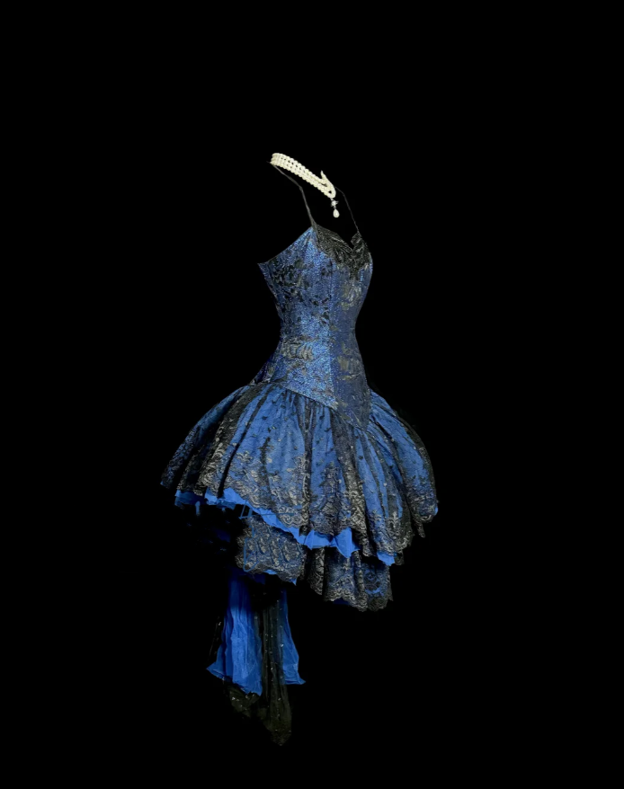 Classy Ball Gown Spaghetti Straps Navy Blue Lace Short Homecoming Dress Summer Hoco Dresses Cocktail Dress DP907