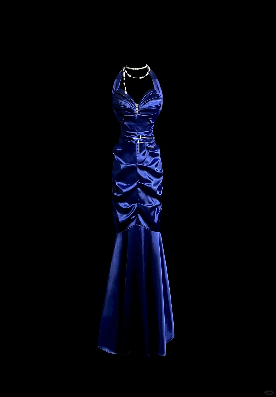 Elegant Glamour Mermaid Halter Royal Blue Satin Long Prom Dresses Party Dress Evening Dress DP911