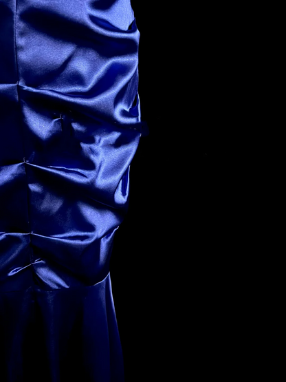 Elegant Glamour Mermaid Halter Royal Blue Satin Long Prom Dresses Party Dress Evening Dress DP911