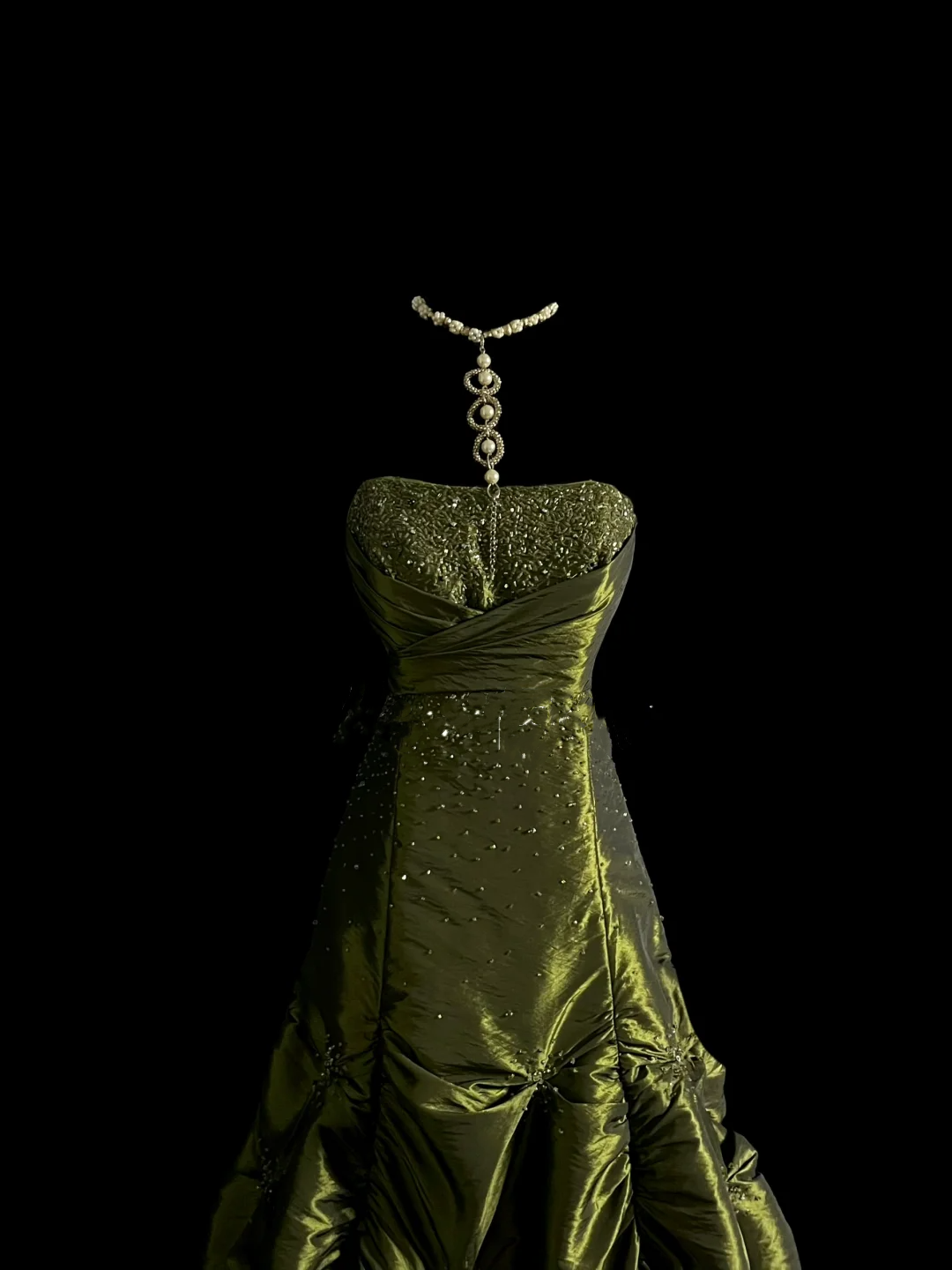 Elegant Glamour Ball Gown Strapless Olive Green Taffeta Long Prom Dresses Party Dress Evening Dress DP915