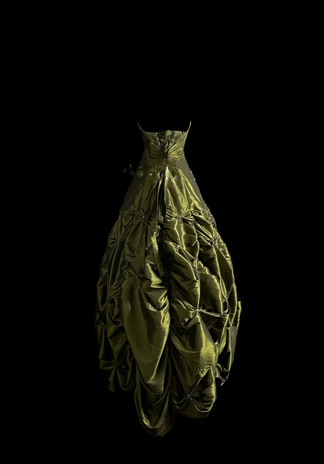 Elegant Glamour Ball Gown Strapless Olive Green Taffeta Long Prom Dresses Party Dress Evening Dress DP915