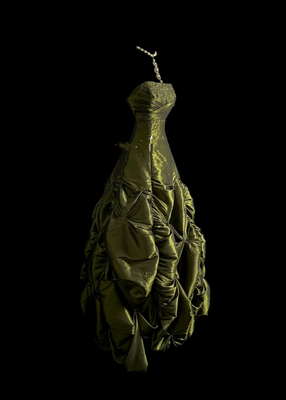 Elegant Glamour Ball Gown Strapless Olive Green Taffeta Long Prom Dresses Party Dress Evening Dress DP915