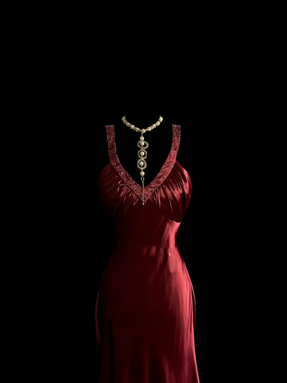 Elegant Glamour Mermaid Straps Burgundy Satin Backless Long Prom Dresses Party Dress Evening Dress DP917