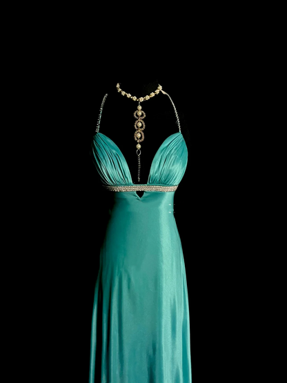 Elegant Glamour Mermaid Spaghetti Straps Blue Satin Long Prom Dresses Party Dress Evening Dress DP927