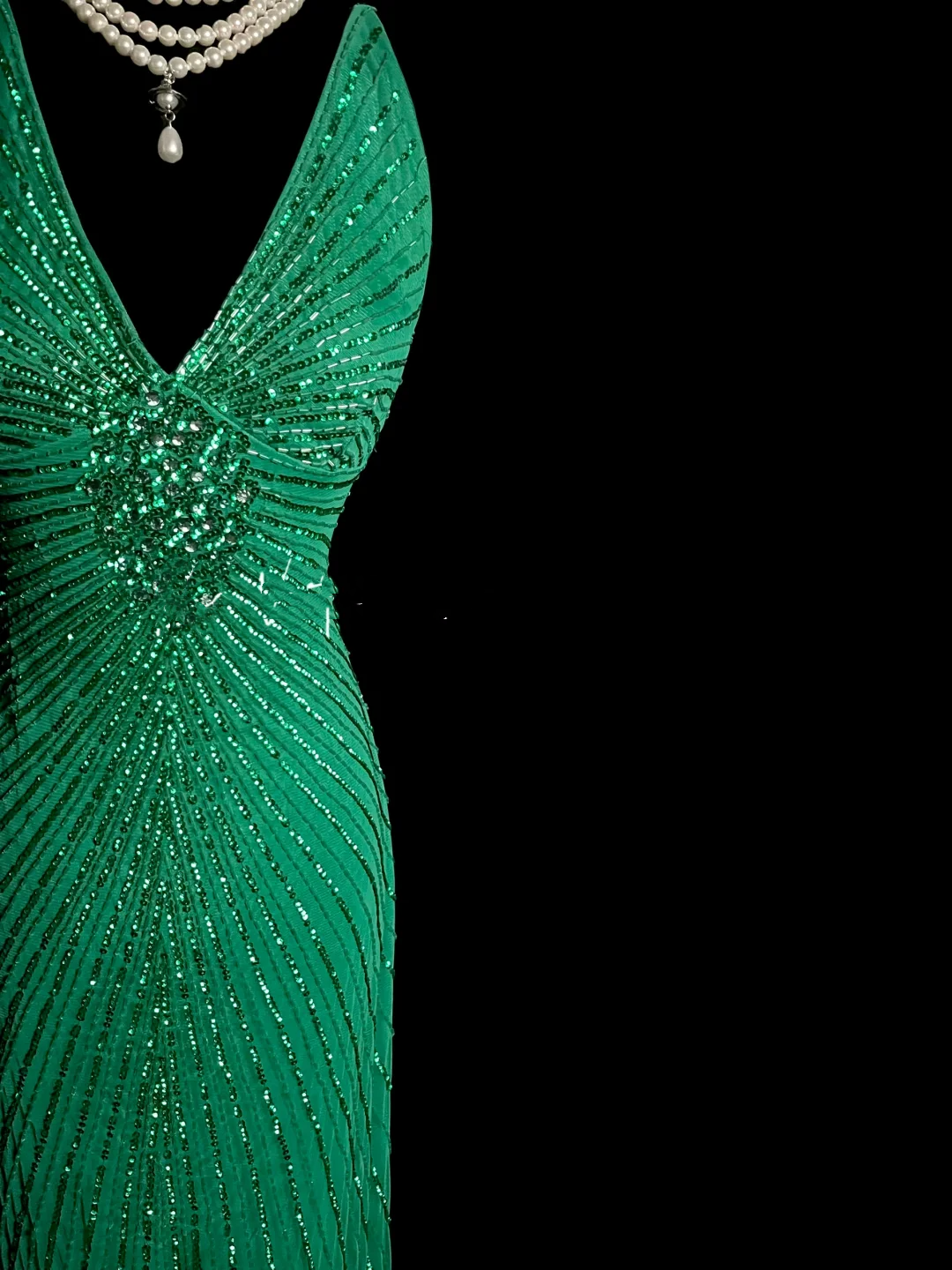 Vintage Mermaid V Neck Backless Green With Beads Long Prom Dresses Party Dress Evening Dress DP928