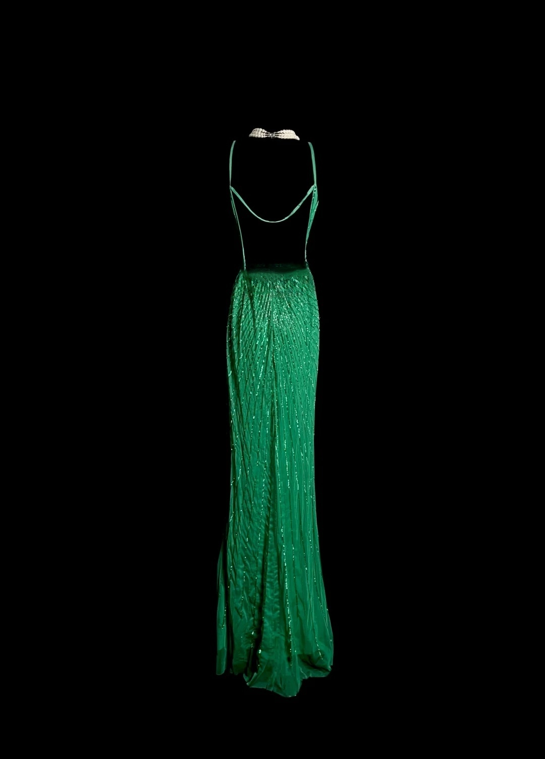 Vintage Mermaid V Neck Backless Green With Beads Long Prom Dresses Party Dress Evening Dress DP928